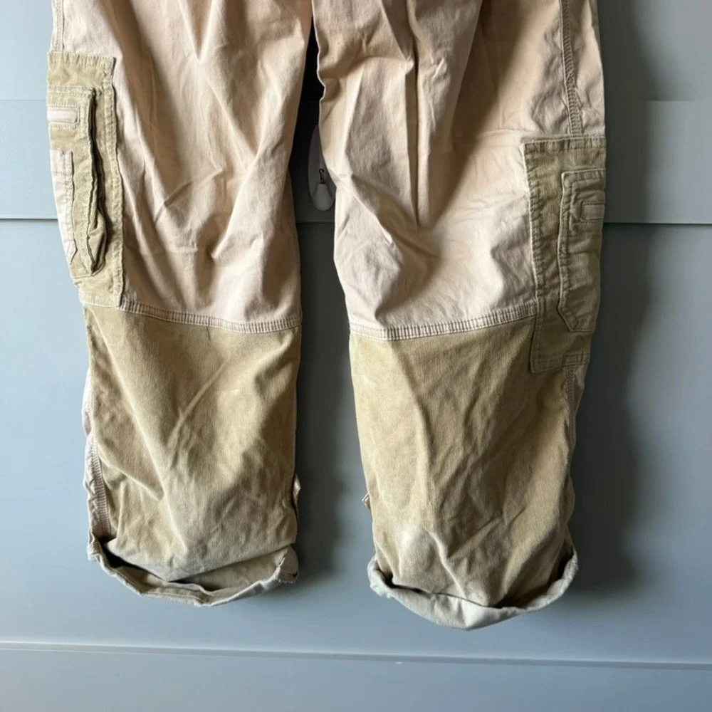 Abercrombie Fitch Cargo Pants Women L Tan Patchwork Corduroy Utility Belted - Picture 10 of 16